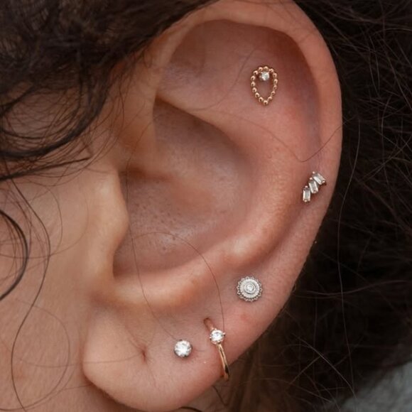 BVLA 14K WG Sophie Tear Threadless End - Picture 1 of 6